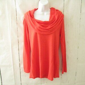 New Fresh Produce Top XS S Coral Orange Cowl Neck Live In Tunic Long Sleeve